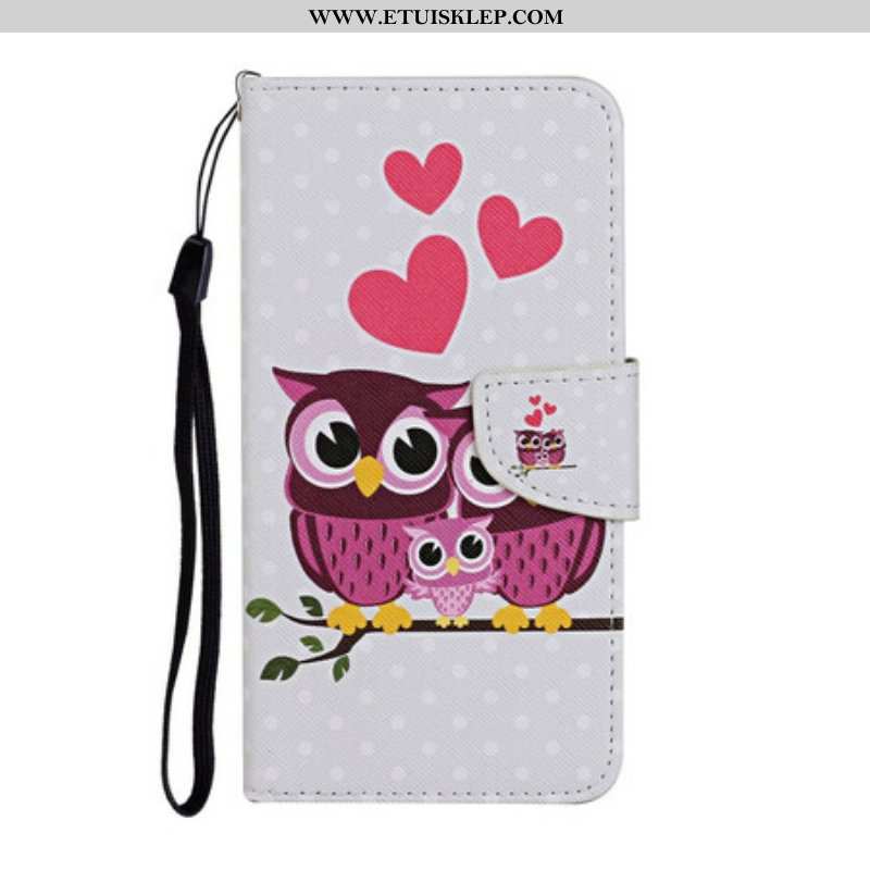 Etui Folio do iPhone 13 Pro Rodzina Sów Ze Smyczą